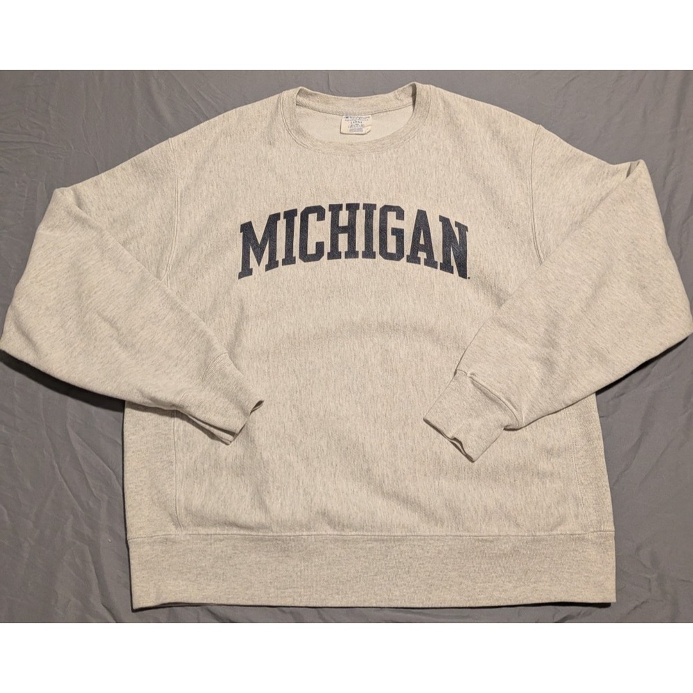 90s Champion Reverse Weave Michigan Wolverines Gray Crewneck Sweatshirt Size L